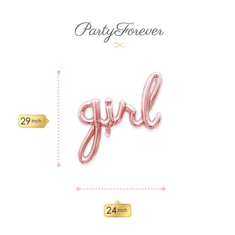 PartyForever Baby Girl Balloon Rose Gold Letters for Baby Shower Decorations, Girl Gender Reveal Foil Balloons Letters Banner - Image 4